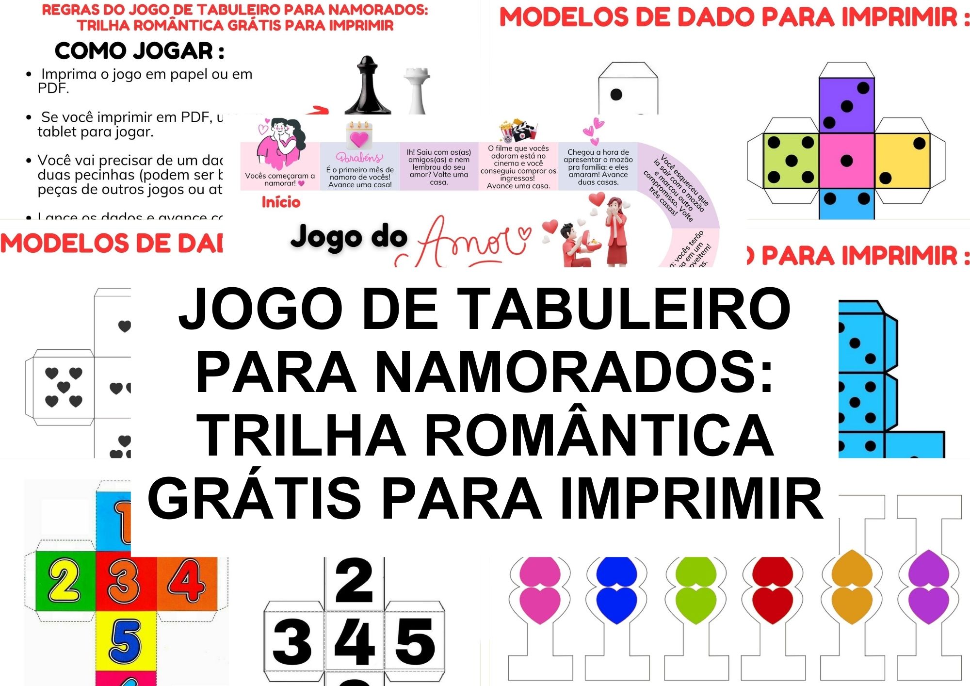 Jogo de tabuleiro para namorados: trilha romântica grátis para imprimir - Solteiras Noivas Casadas