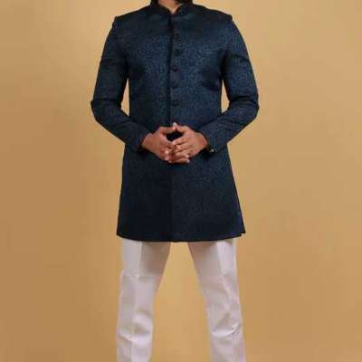 Teal & Black Jacquard Indo-Western – Elevate Your Pre-Wedding Look Profile Picture