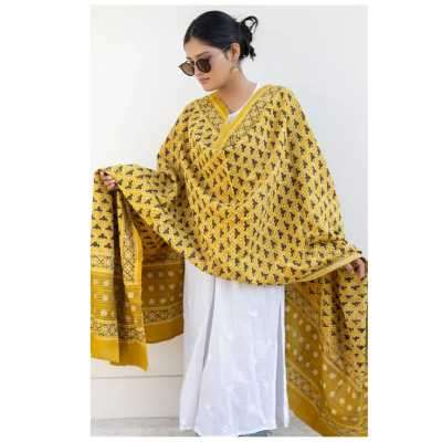 Leher Ajrakh Modal Satin Yellow Dupatta Profile Picture