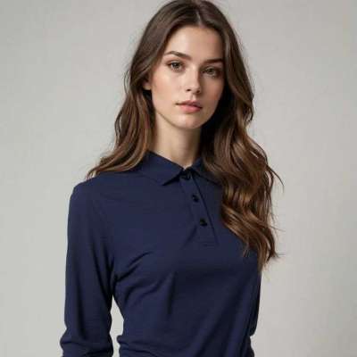 Long Sleeve Polo - Australian Merino - Unisex - Light Navy Blue Profile Picture