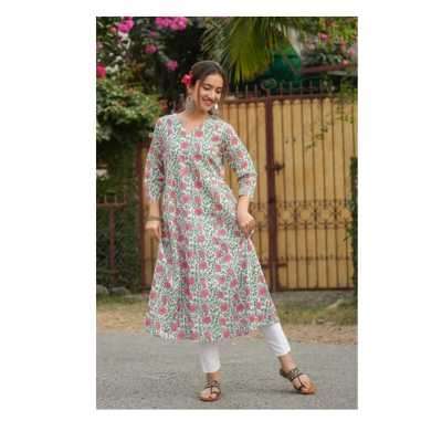 Diya Hand Block Printed Pink Dahlia Kali Kurta Profile Picture